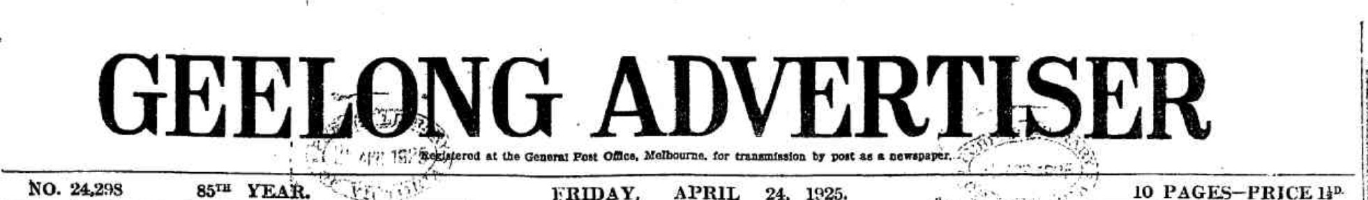 Geelong Advertiser masthead